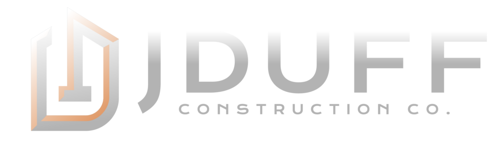 White transparent logo of J Duff Co displayed on a side view, suitable for branding and promotional use.