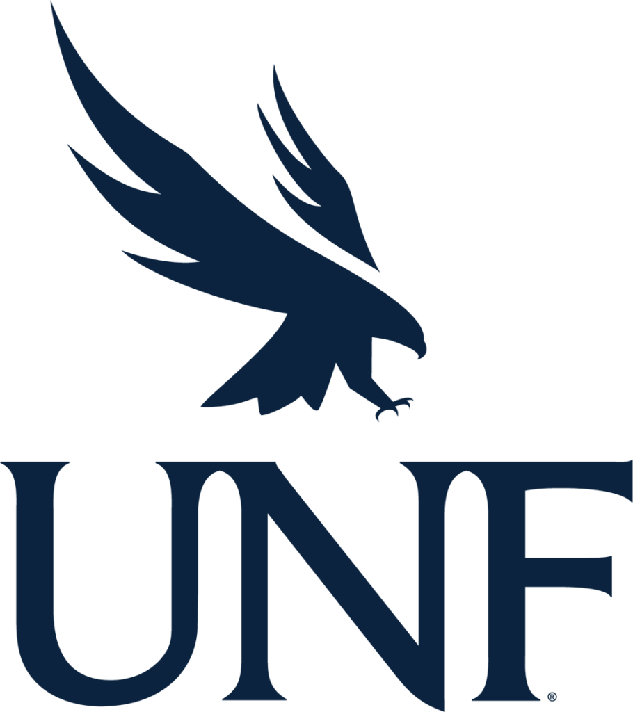 UNF logo featuring bold letters in blue and green, representing a partnership with j duff construction commercial builders.